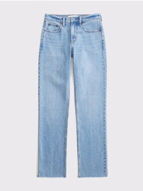 NWT 26 Extra Long Abercrombie 90s Straight Mid Rise Jeans